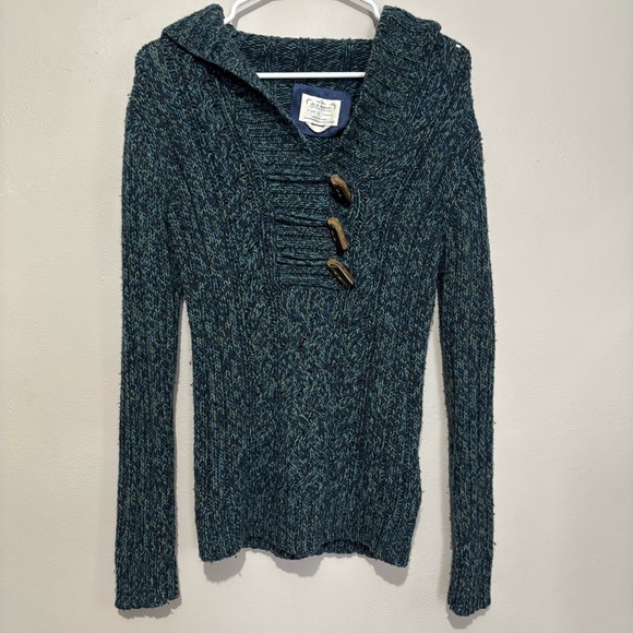 Y2K Old Navy Vintage Blue Crochet Knit Sweater Size Small Button Embellishment - Picture 8 of 11